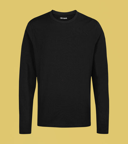 Plain Black - Cotton full sleeve TShirt for men and women