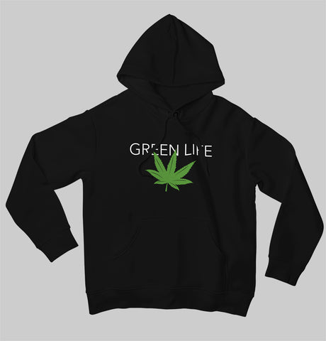 Green life black hoodie for men and women