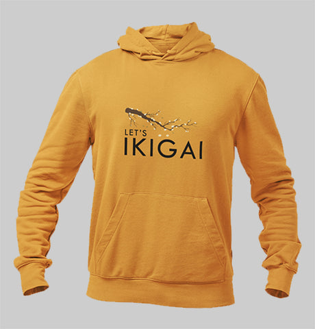 Ikigai golden yellow hoodie for men and women