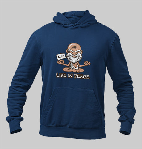 Live in peace Navy blue hoodie for men and women