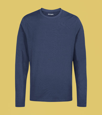 Plain Navy Blue - Cotton full sleeve TShirt for men and women