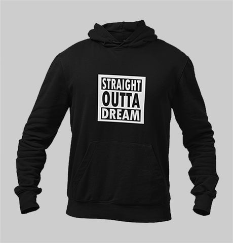 Staight outta dream black cotton hoodie for men and women