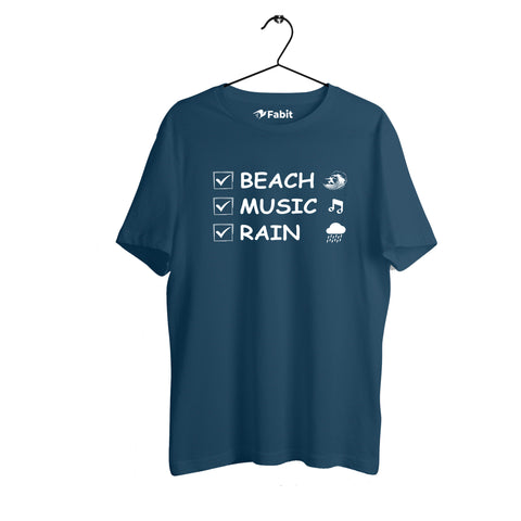 BEACH MUSIC RAIN- Cotton T Shirt for men and women