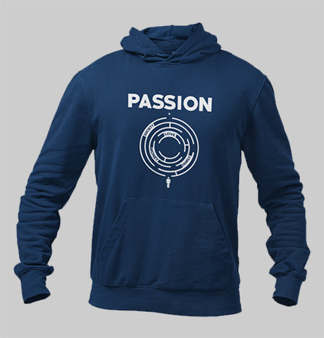 Passion navy blue hoodie for men and women