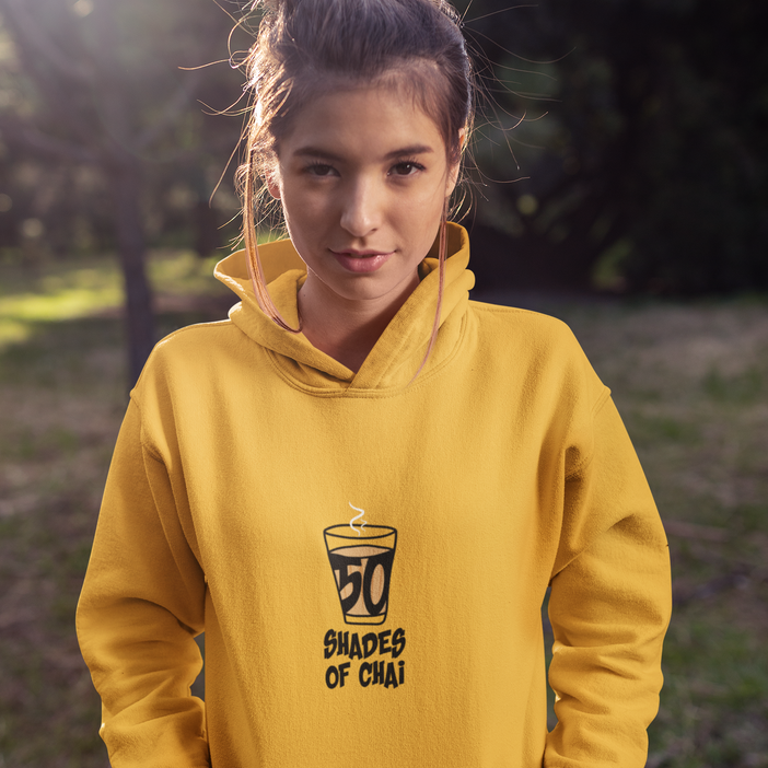 50 shades of chai golden yellow hoodie for men and women